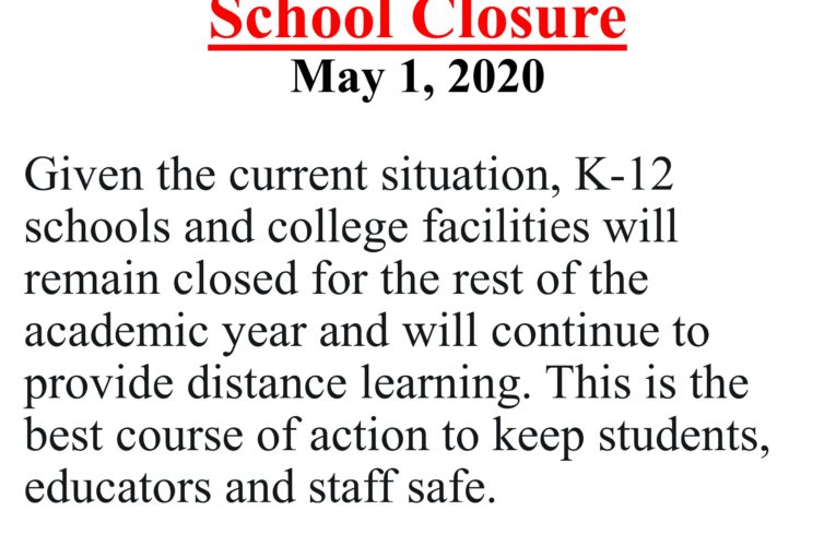Governor Update on School Closure
